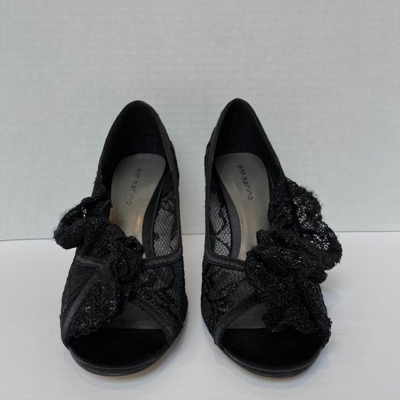 ANN MARINO BLACK HOLLYWOOD LACE HEELS IN SIZE 9 - Picture 8 of 8